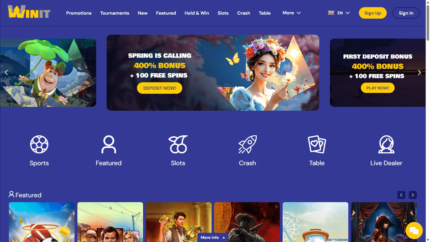 Winit Casino Desktop screenshot